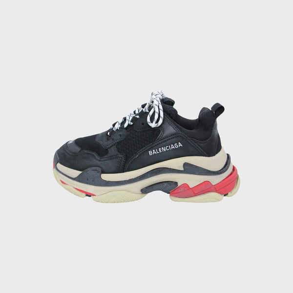 Black Mesh and Nubuck Leather Triple S Sneakers