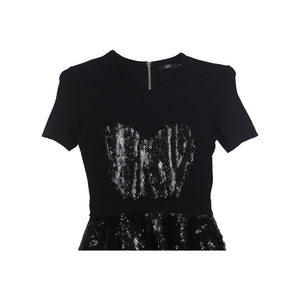 Markus Lupfer Black Short Sleeve Midi Dress