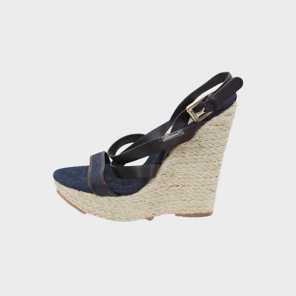 Blue Wedge Sandals