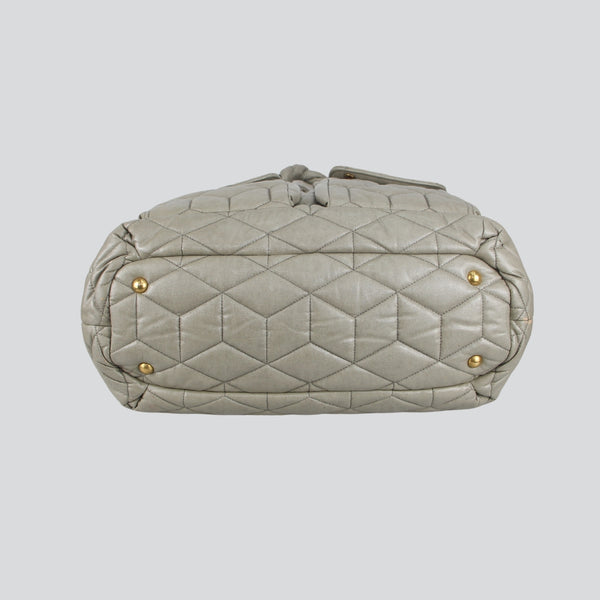Gray Crossbody Quilting Leather Authentic Shoulder Bag
