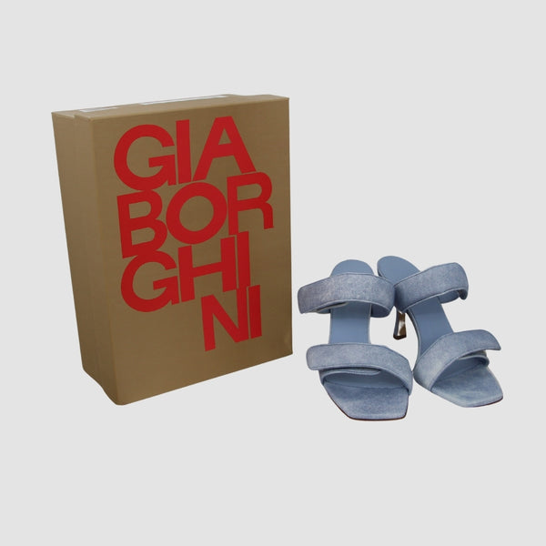 Light Blue Open Toe Square Toe Front Touch Strap Fastening Slip on Style