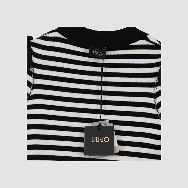 Black White Stripe Nero Star Mid Dress