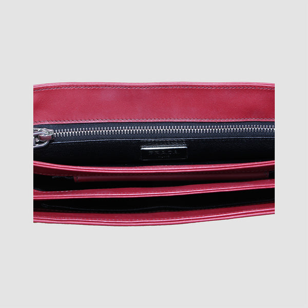 Leather Lock Flat Shoulder Bag