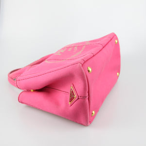 Prada Prada Pink Canapa Canvas Logo Print Tote