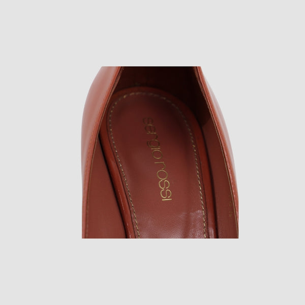 Leather Peep Toe Brick Pumps