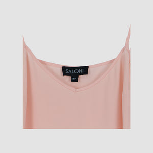 Peach Solid Shoulder Straps Cotton A-Line Dress