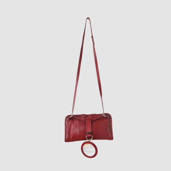 Leather Shoulder Bag with Mirror