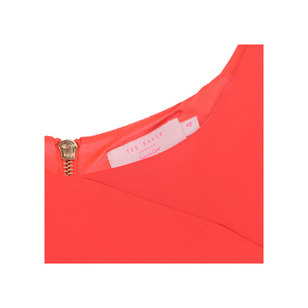 Ted Baker Orange Sleeveless Zipper Back Midi Dress