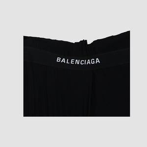 Balenciaga Black Crepe Plisse Asymmetric Midi Skirt