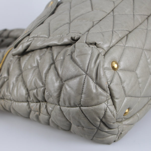 Gray Crossbody Quilting Leather Authentic Shoulder Bag