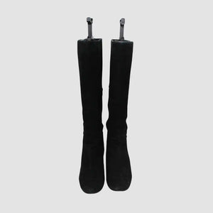 Leather Heeled Zip Knee Boots