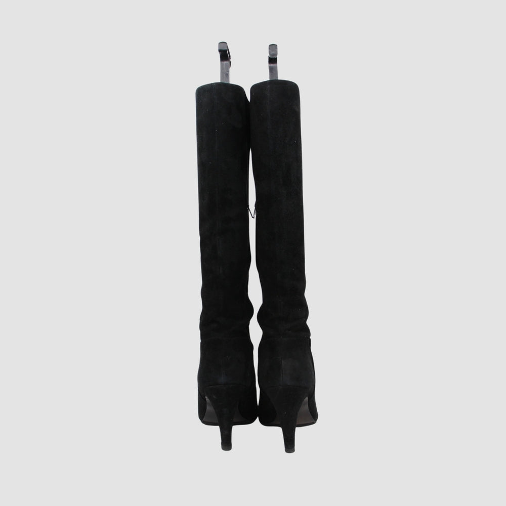 Leather Heeled Zip Knee Boots
