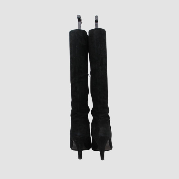 Leather Heeled Zip Knee Boots