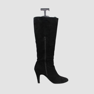 Leather Heeled Zip Knee Boots