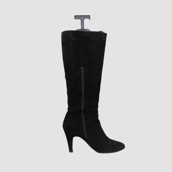 Leather Heeled Zip Knee Boots
