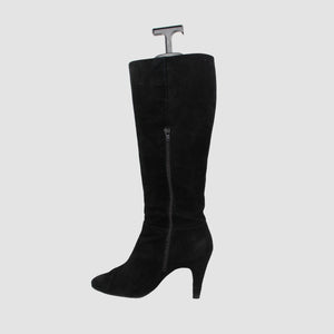 Leather Heeled Zip Knee Boots