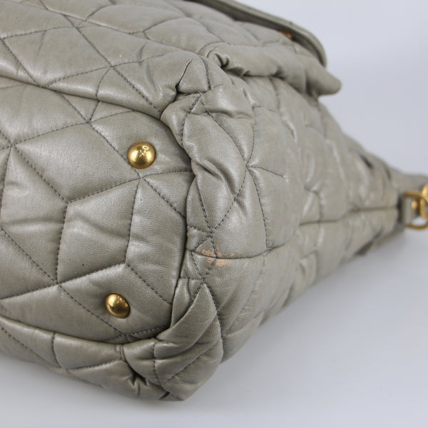 Gray Crossbody Quilting Leather Authentic Shoulder Bag