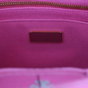 Prada Prada Pink Canapa Canvas Logo Print Tote