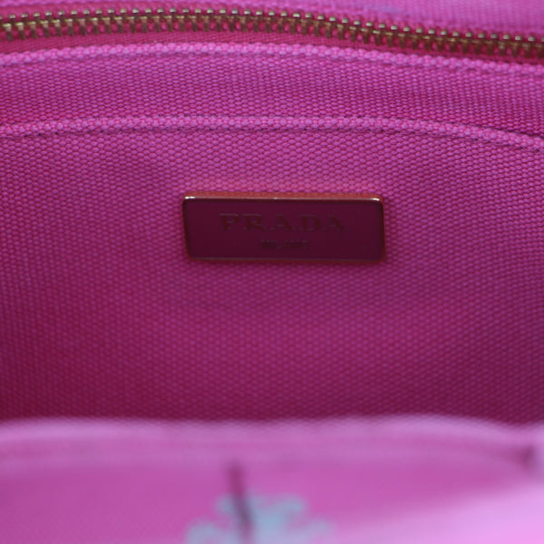 Prada Prada Pink Canapa Canvas Logo Print Tote