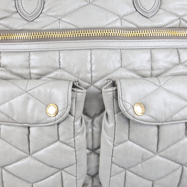 Gray Crossbody Quilting Leather Authentic Shoulder Bag