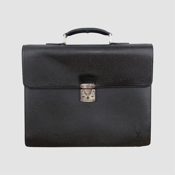 Louis Vuitton Robusto 1 Aktentasche Schwarz Taiga Leder Laptoptasche